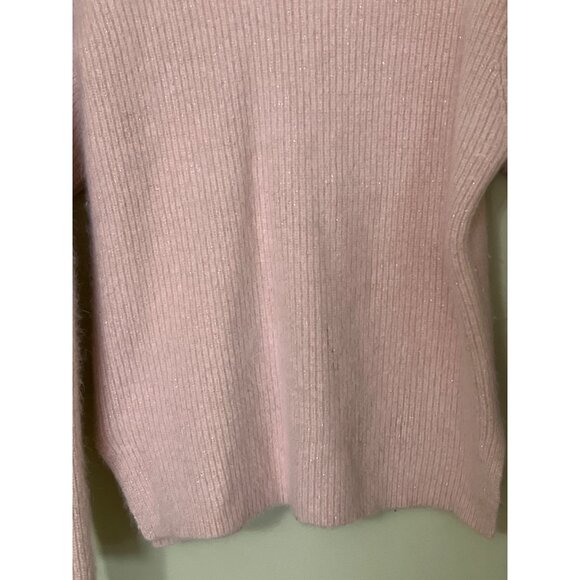 Rafaella M Pink Angora & Lambswool Blend V-Neck Sweater - Picture 8 of 12
